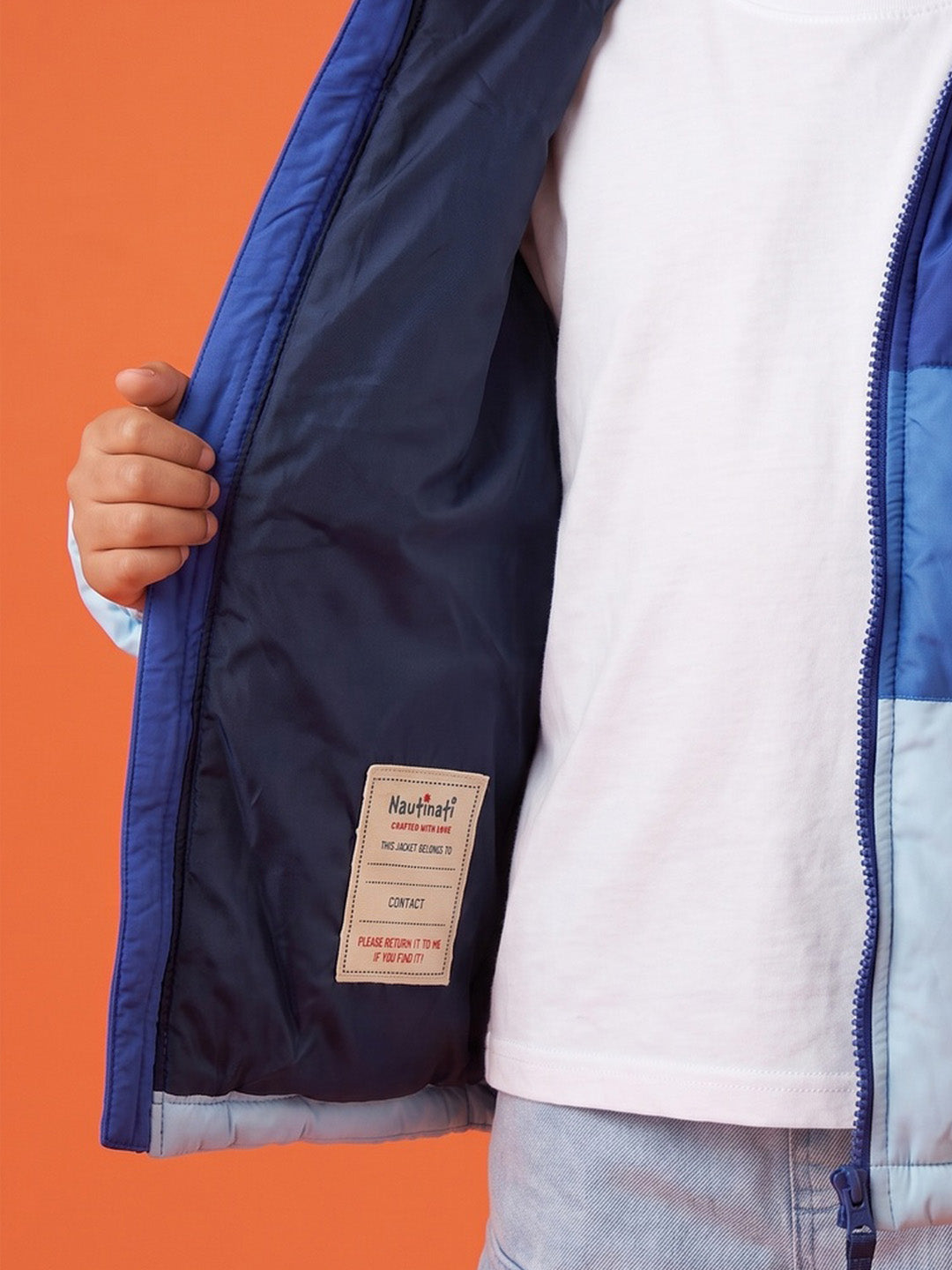Nautinati Boys Hooded Ombre Colourblock Puffer Jacket with Front Zip, Regular Fit
