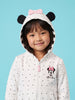 Nautinati Girls Disney Minnie Mouse Polka Dot Zip-Up Hoodie with 3D Bow Applique