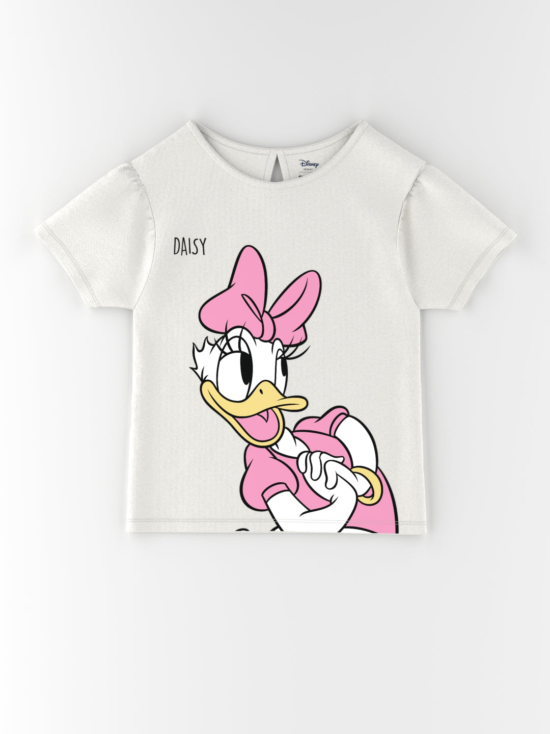 Nautinati Pack of 2 White Minnie Mouse and Daisy Print T-shirts for Girls