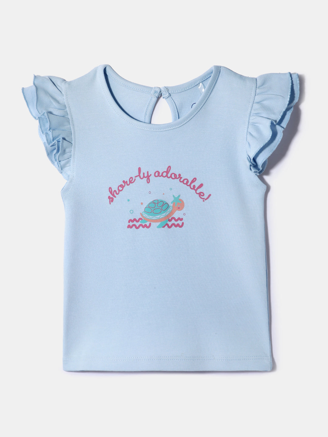 Nautinati Girls' 100% Cotton Printed Tops | Pack of 2 | Age 0 - 2 Years