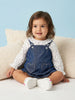 Nautinati Girls' 100% Cotton A-line Solid Heart-shaped Pocket Pinafore Dress with Ruffled All-over Polka Dot Print Top