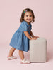 Nautinati Girls' Denim Floral, Dragonfly Embroidery Fit & Flare Dress