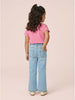 Nautinati  Girls' 100% Cotton Stretchable Bootcut Ice-blue Wash Essentials Jeans