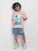 Nautinati Printed T-shirt and Denim Shorts Set for Boys | Age 2 - 10 Years