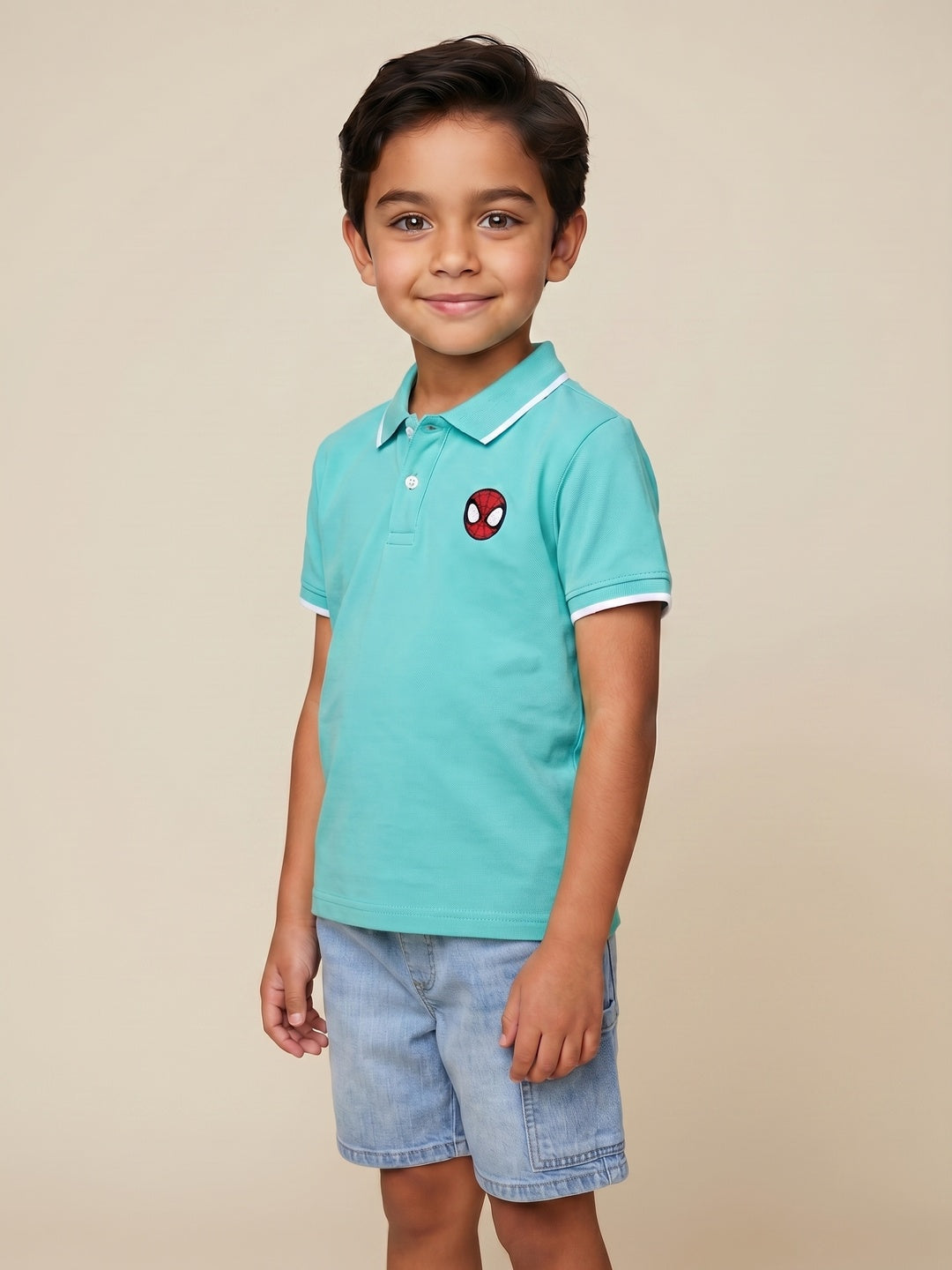 Nautinati Boys’ 100% Pique Cotton Marvel Spiderman Badge T-shirt
