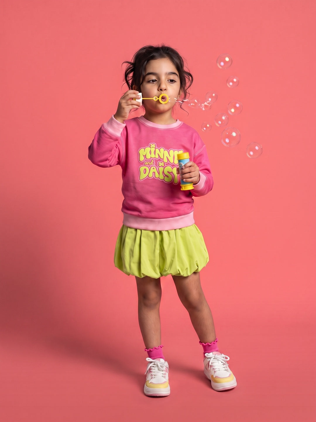 Nautinati Girls Disney Minnie and Daisy Oversized Sweatshirt with Front and Back Puff Print
