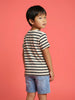 Nautinati Boys' 100% Cotton Pack of 2 Solid & Striped Essentials Crew Neck T-shirts