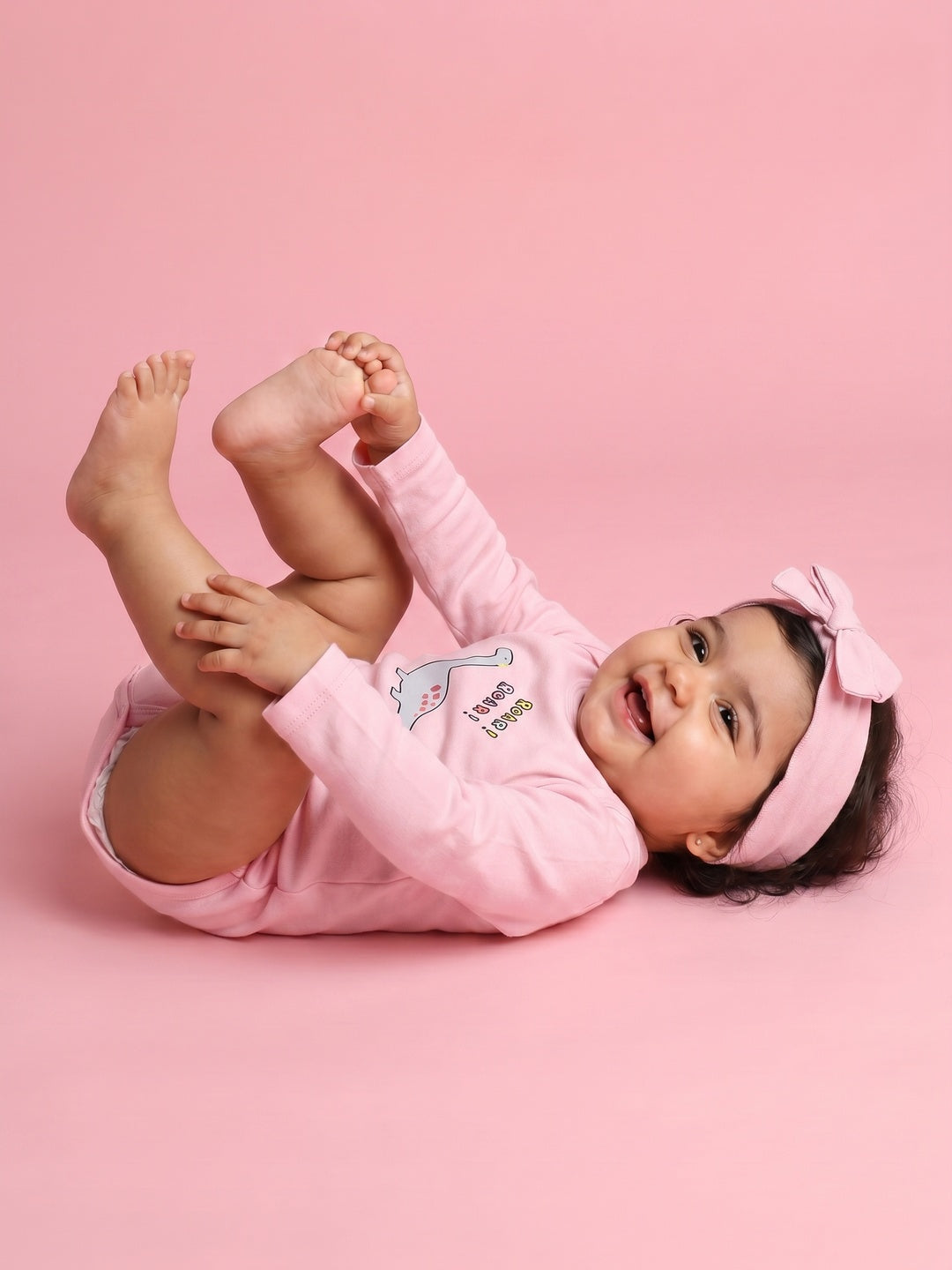 Nautinati Baby Girls Cotton Dinosaur Print Bodysuit with Headband