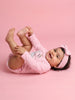 Nautinati Baby Girls Cotton Dinosaur Print Bodysuit with Headband (No Return | No Cancellation)
