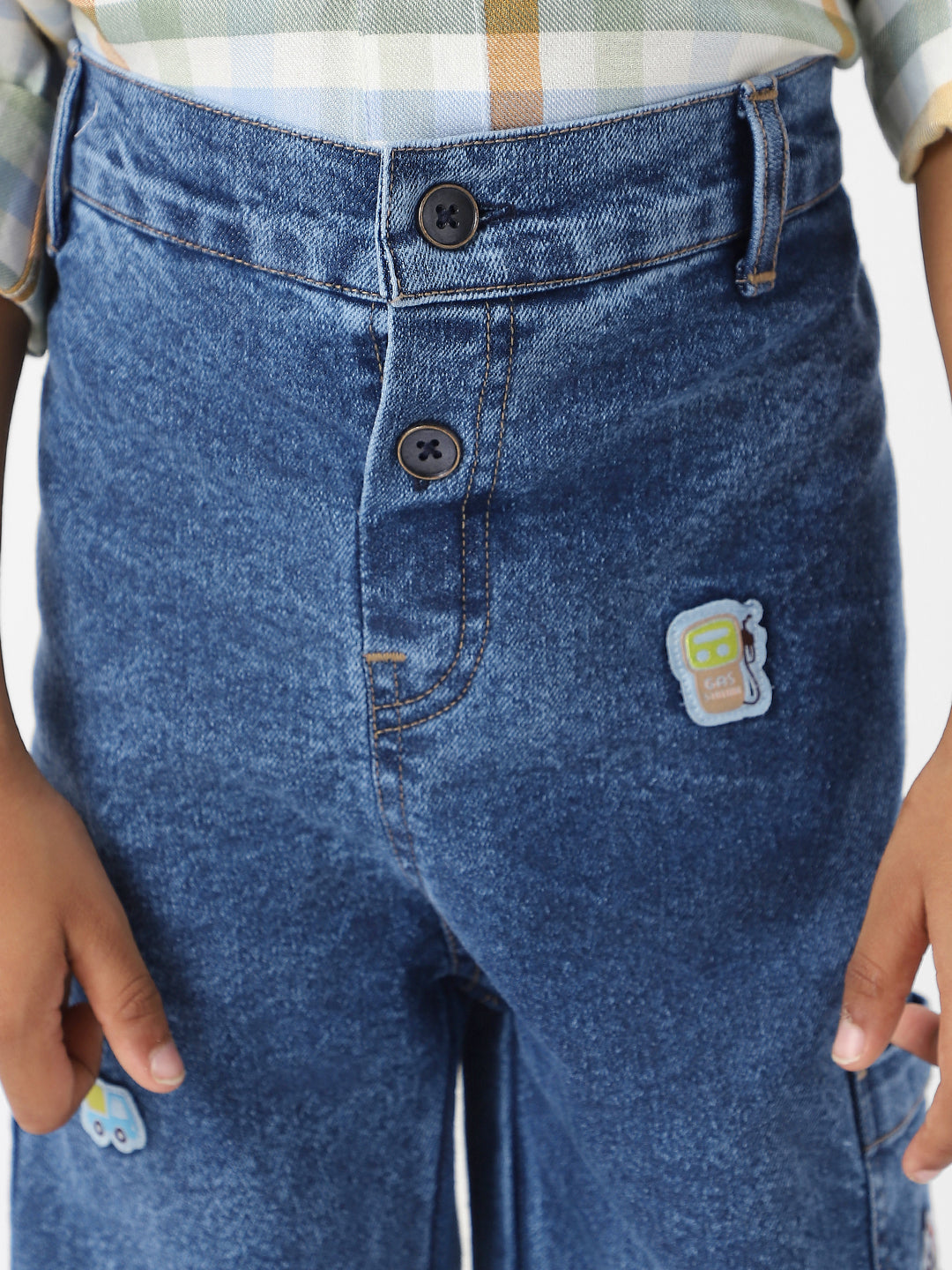 Nautinati Boys' Cotton Denim Cargo Jeans with Badge Detailing