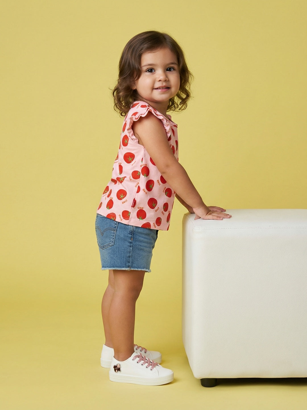 Nautinati Baby Girls' 100% Cotton Pack of 2 Graphic & All-over Print Tops