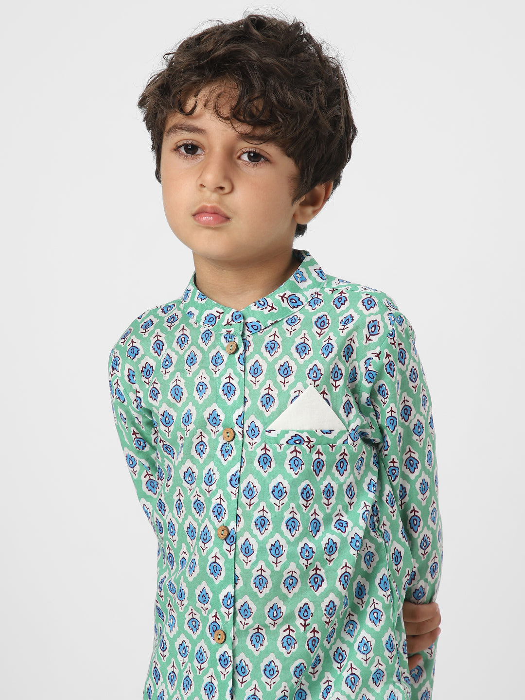 Green & Blue Printed Kurta Set