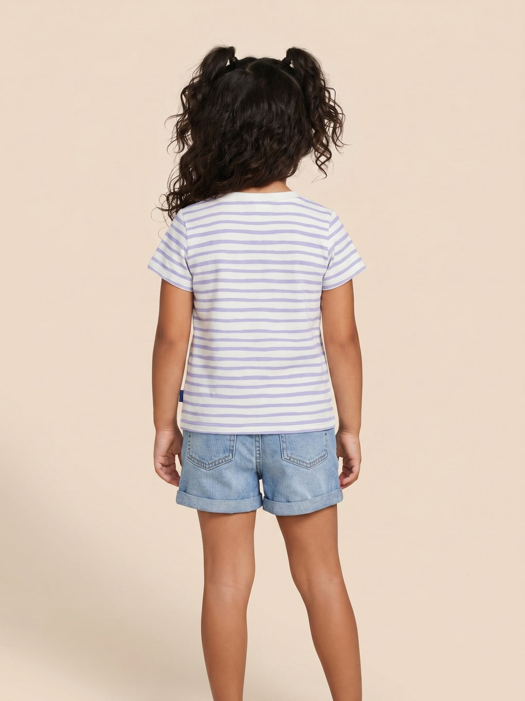 Nautinati Girls' Pack of 2 Cotton Striped and Seagull Printed T-shirts