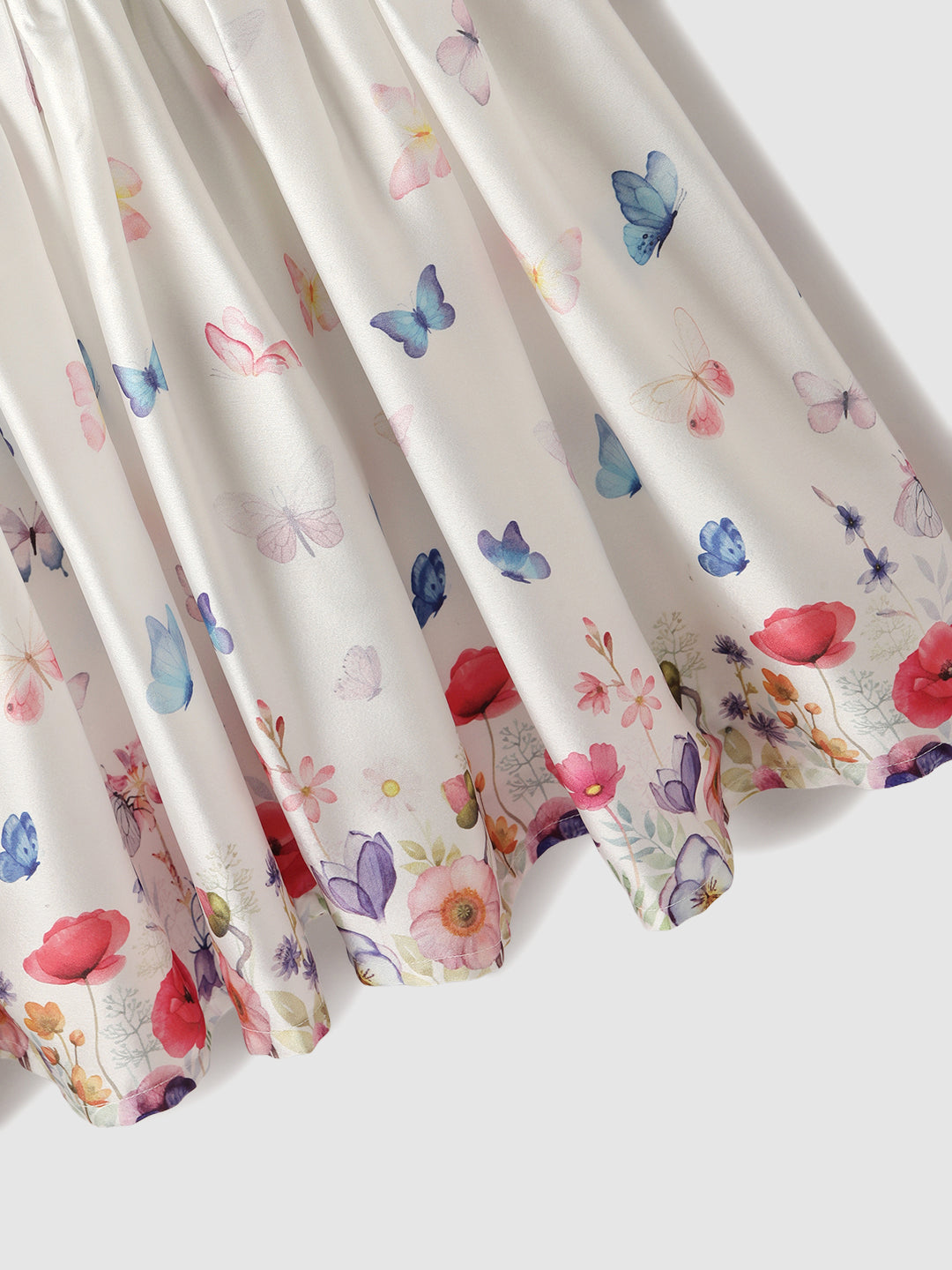 Nautinati Blue & White Japanese Satin Dress With a Bow for Girls