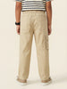 Nautinati Boys 100% Cotton Regular Fit Solid  Woven Cargo Pants with Badge