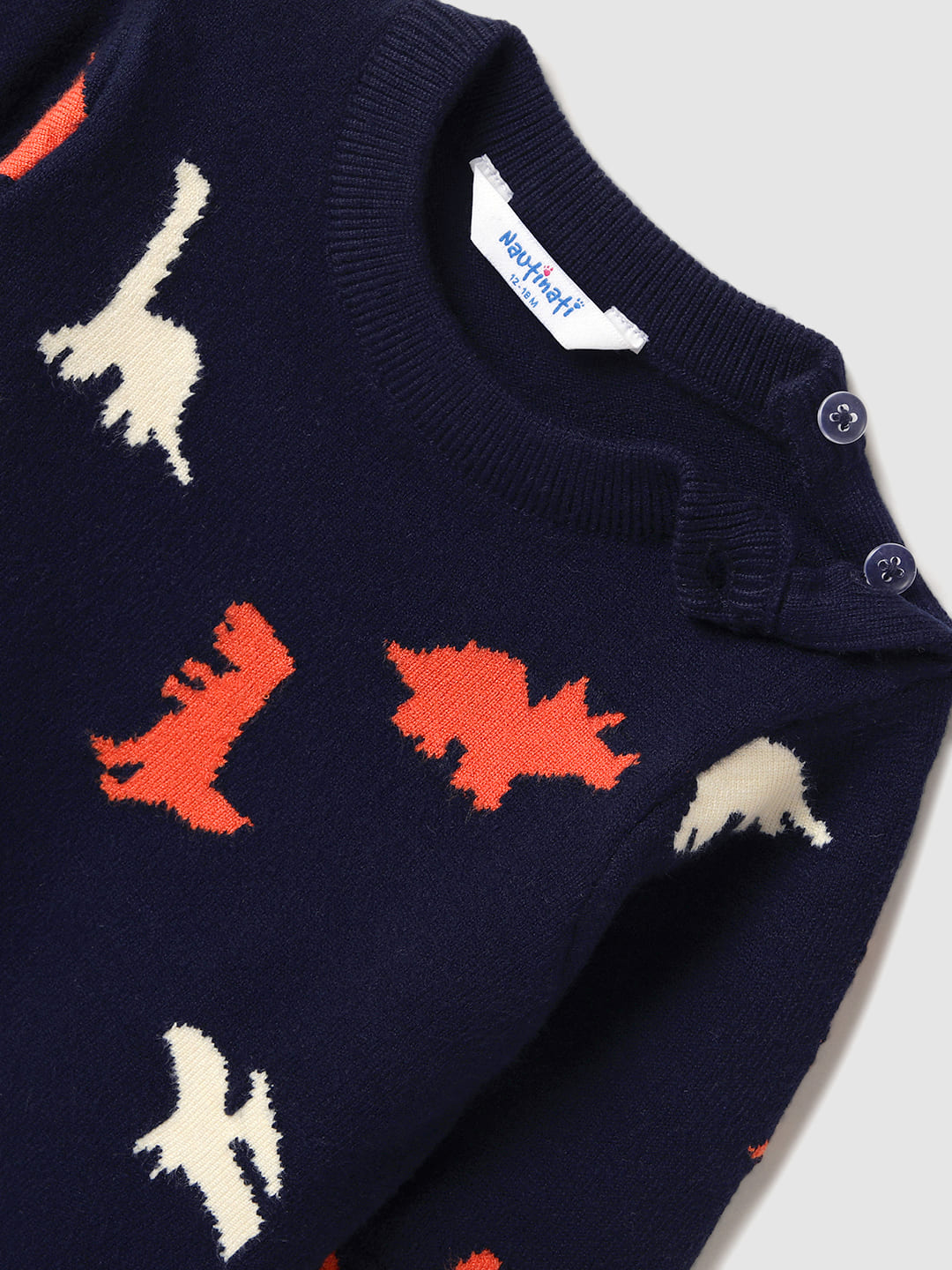 Nautinati Boys' Dinosaur Print Jacquard Knit Sweater