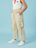 Nautinati Girls' Woven Baggy Fit Printed Parachute Pants with Pocket Details