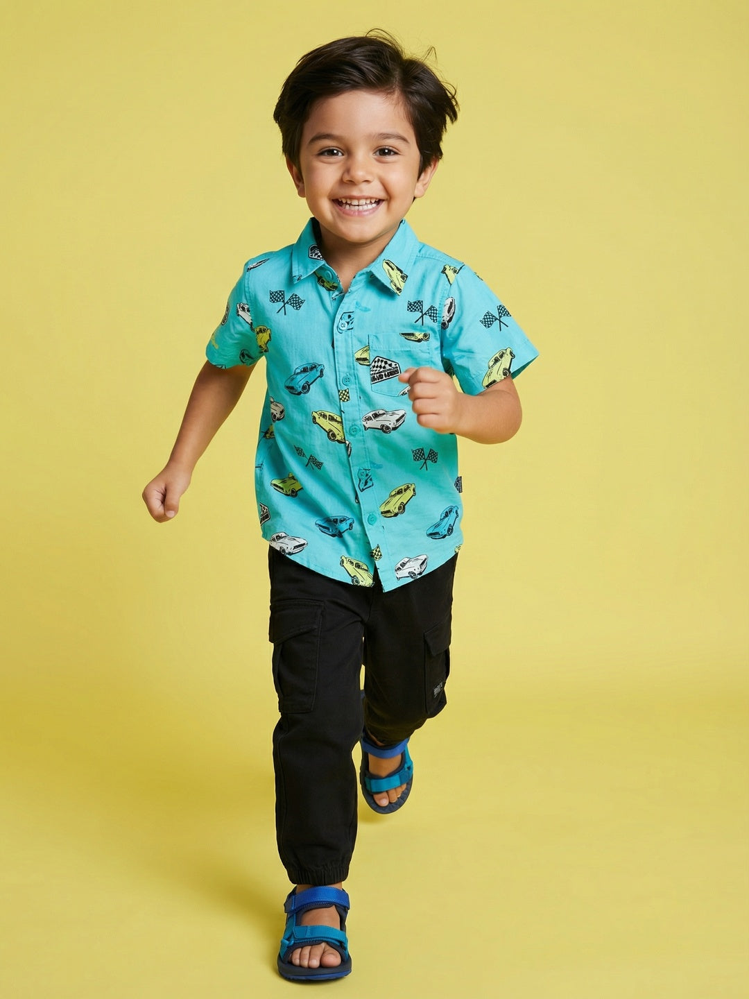 Nautinati Boys' 100% Cotton Racing Graphic Casual Shirt