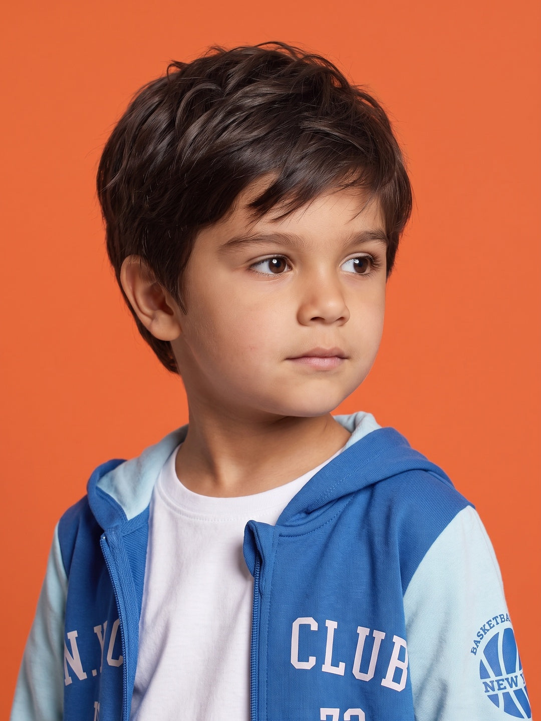 Nautinati Boys Oversized Colourblock Varsity Hoodie with Front Zip