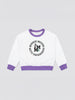 Nautinati White & Violet Typography Sweatshirt Set for Girls