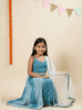 Nautinati Blue Festive Blouse and Lehenga Set for Girls