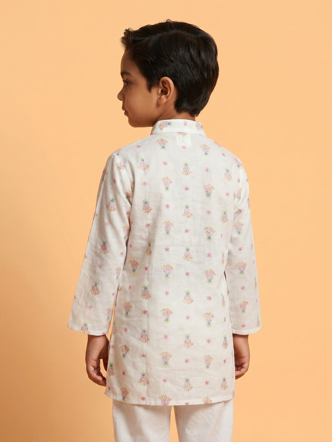 Boys' 100% Cotton Festive Resort Style Pastel Tropical Print Kurta & Pyjama Set