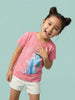Nautinati Girls' 100% Cotton Crew Neck Disney Frozen Elsa Placement Print T-shirt