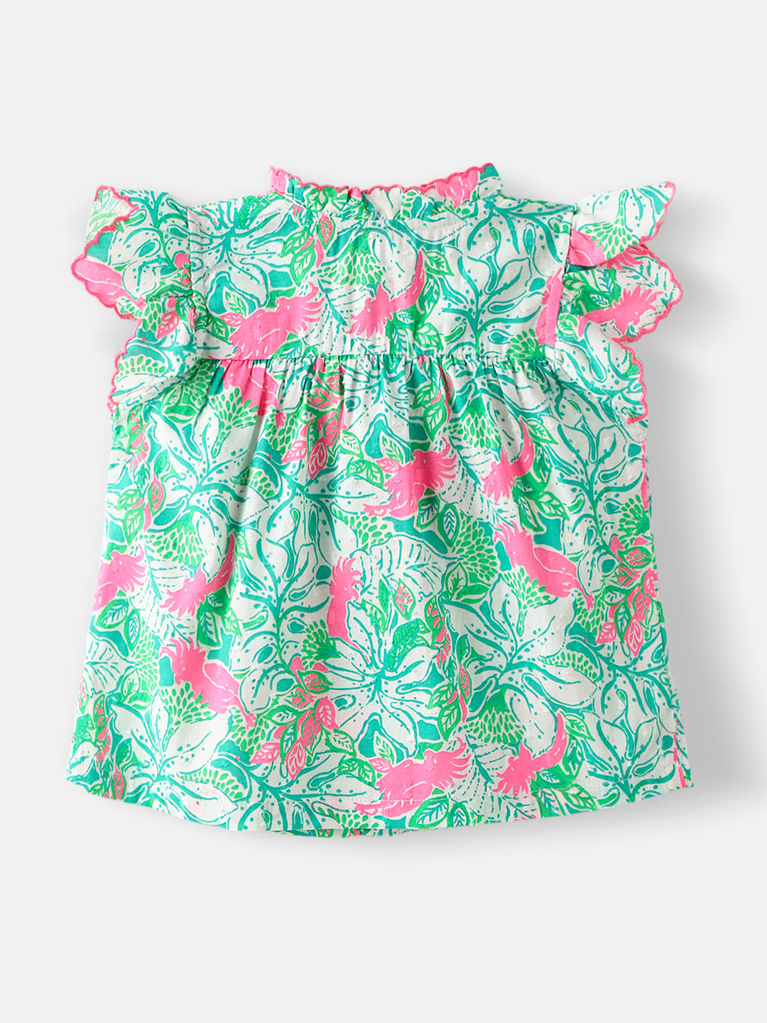 Nautinati Girls' Printed Ruffle Sleeves Top with Solid Shorts