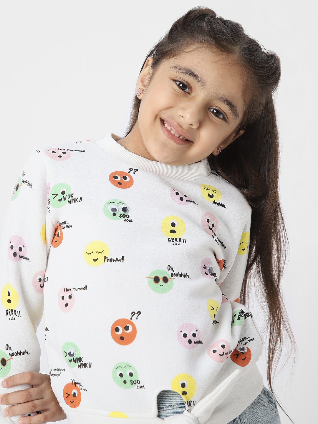 Girls Conversational Playful Printed Sweatshirt