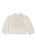Nautinati White Embroidered Top And Gold Pleated Foil Skirt Set For Girls