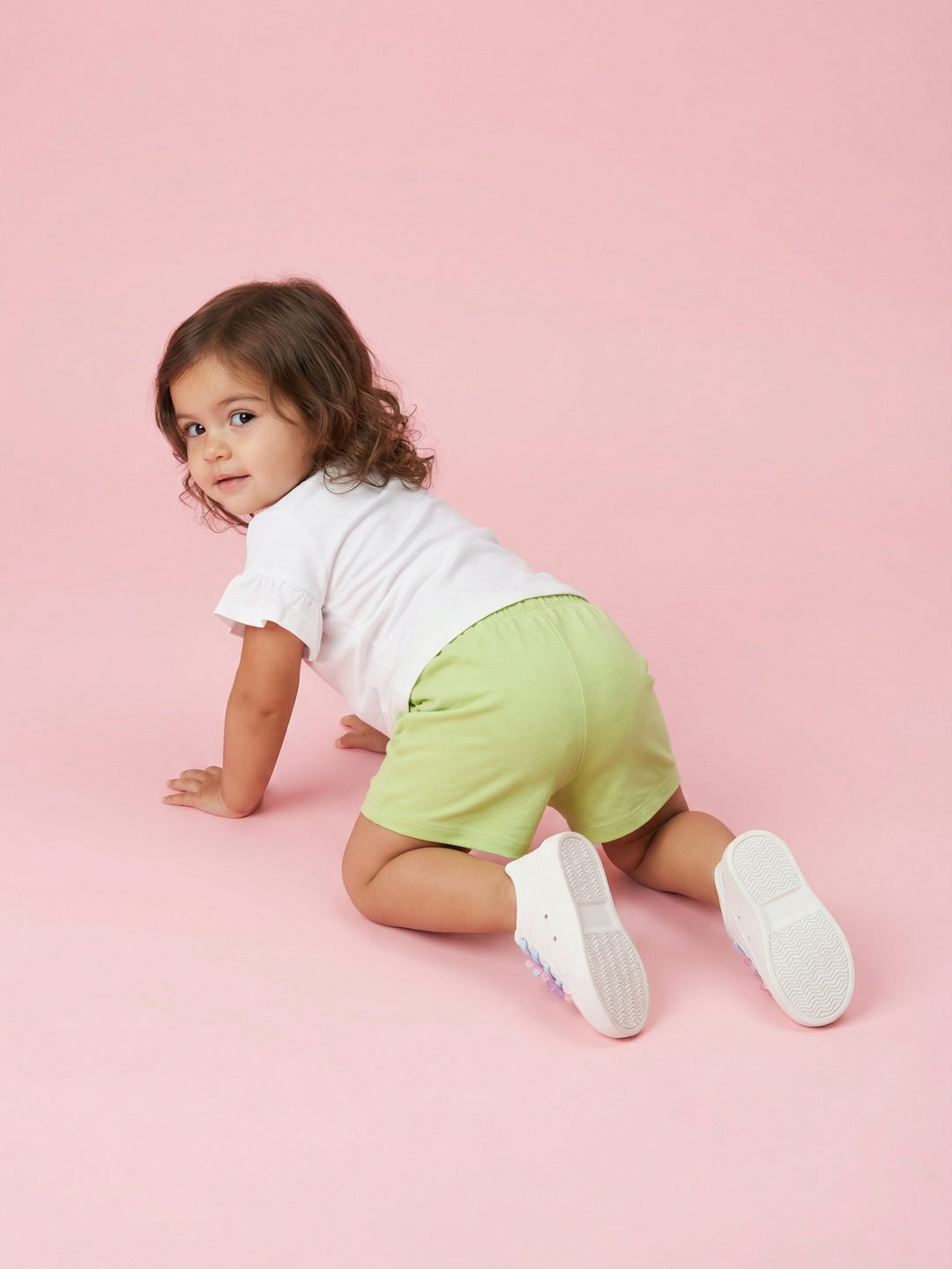 Nautinati Baby Girls' 100% Interlock Cotton Pack of 2 Tropical Flower & Fruit Placement Print Shorts