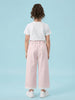 Nautinati Girls' 100% Cotton Straight Fit Twill Woven Trousers with Embroidery & Schiffli Hem