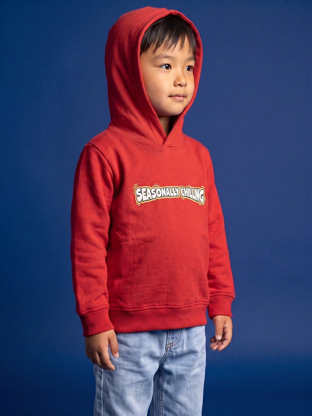 Nautinati Boys Disney Christmas Mickey Mouse Oversized Puff Printed Hooded Sweatshirt