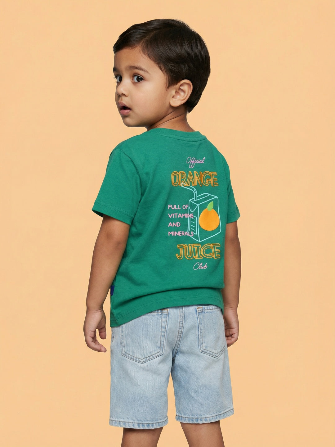 Nautinati Boys' 100% Cotton Front & Back Puff Print Oversized Crew Neck T-shirt