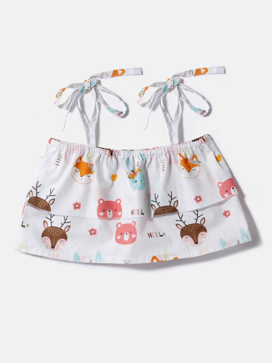 Nautinati Girls' Poplin Cotton Printed Top and Shorts Set |  Age 0 - 2 Years