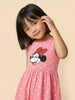 Nautinati Girls' 100% Cotton Disney Minnie Mouse Placement Print & Polka Dot Print Dress