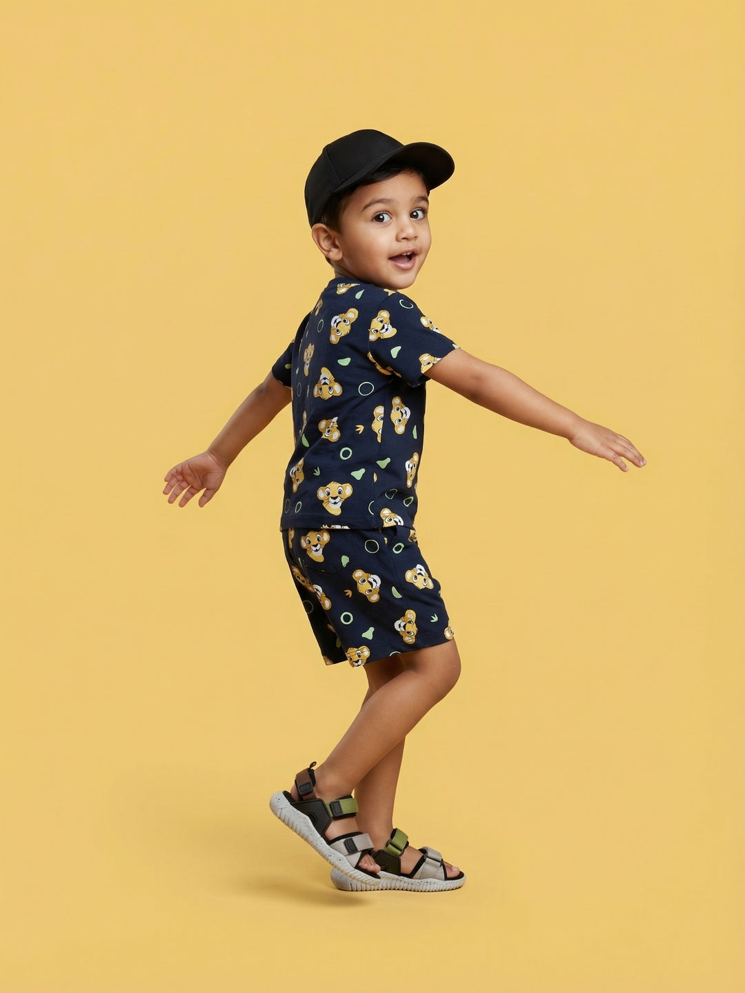 Nautinati Boys Lion King Simba Printed Regular Fit T-shirt and Shorts Co-ord Set