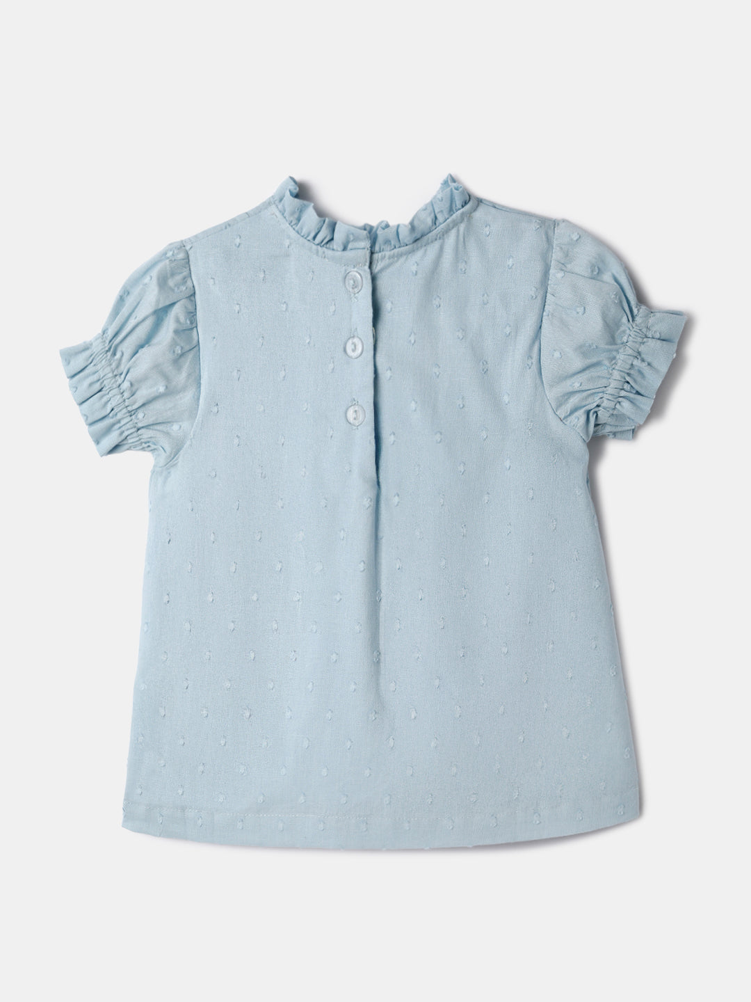 Nautinati Embroidered Blue Top and White Shorts Set for Girls