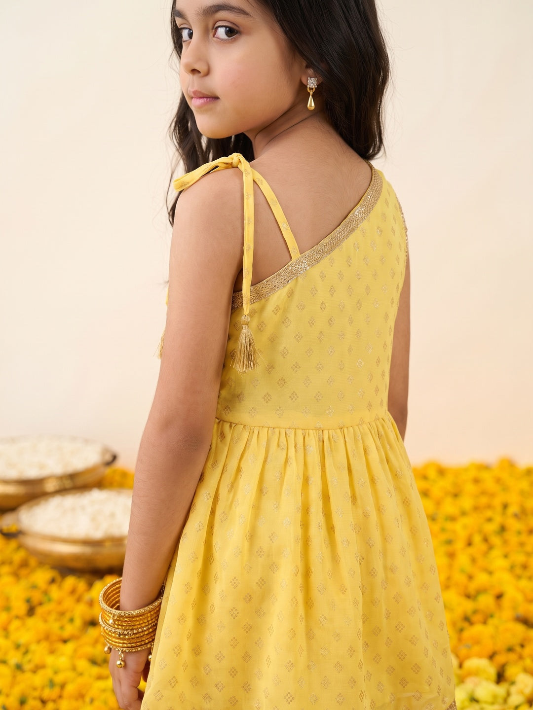 Nautinati Girls Foil Print Kurta with Palazzo Set, 2-10Y