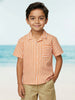 Nautinati Boys Orange Striped Oversized 100% Cotton Resort Shirt and Twill Shorts Clothing Set