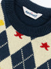 Nautinati Navy Blue and White Argyle Design Flat-knit Sweater for Boys