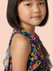 Nautinati Girls' Georgette All-over Floral Print A-line Ruffle Dress