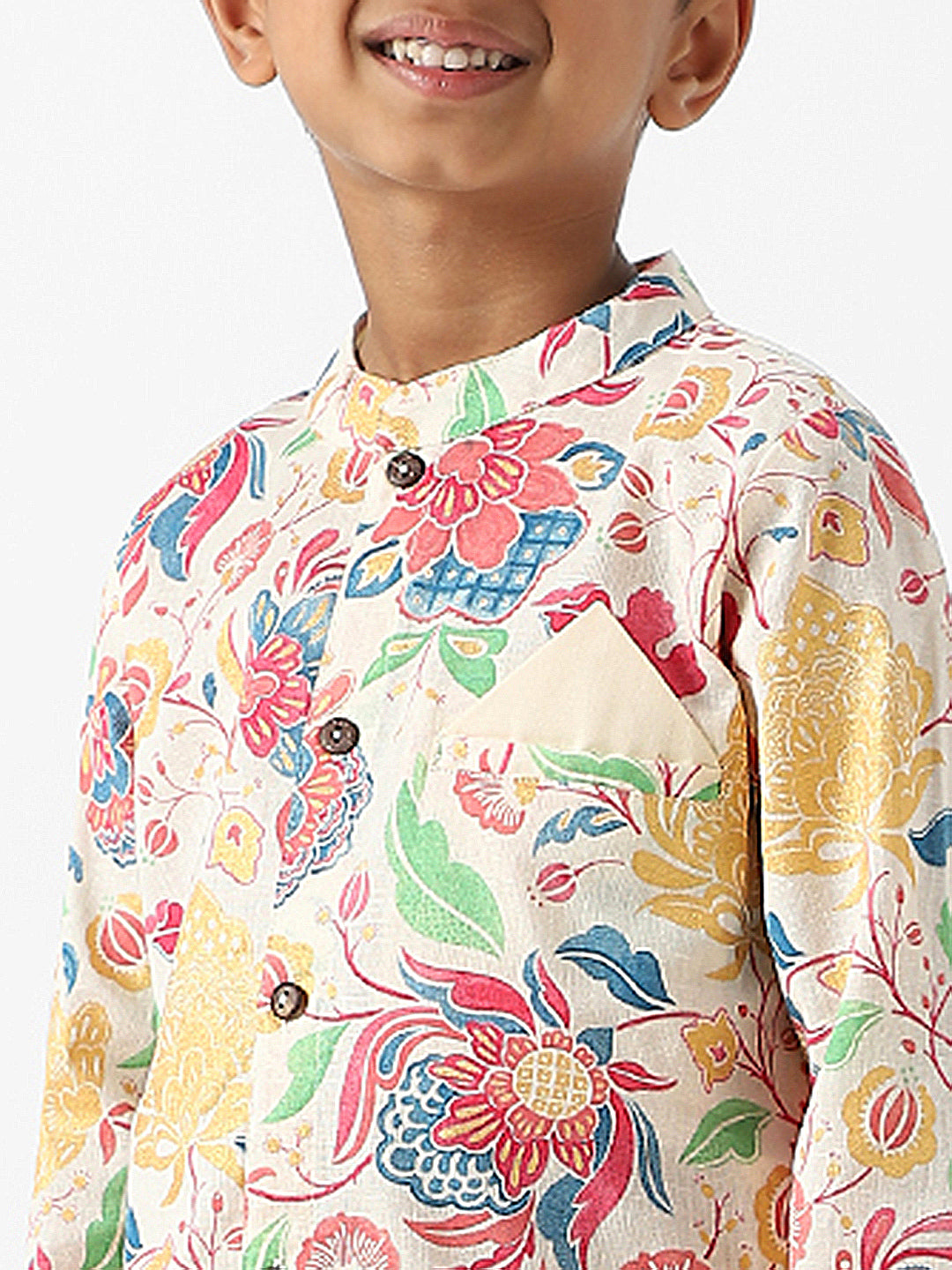 Nautinati Boys' Floral All-over Print Kurta Set