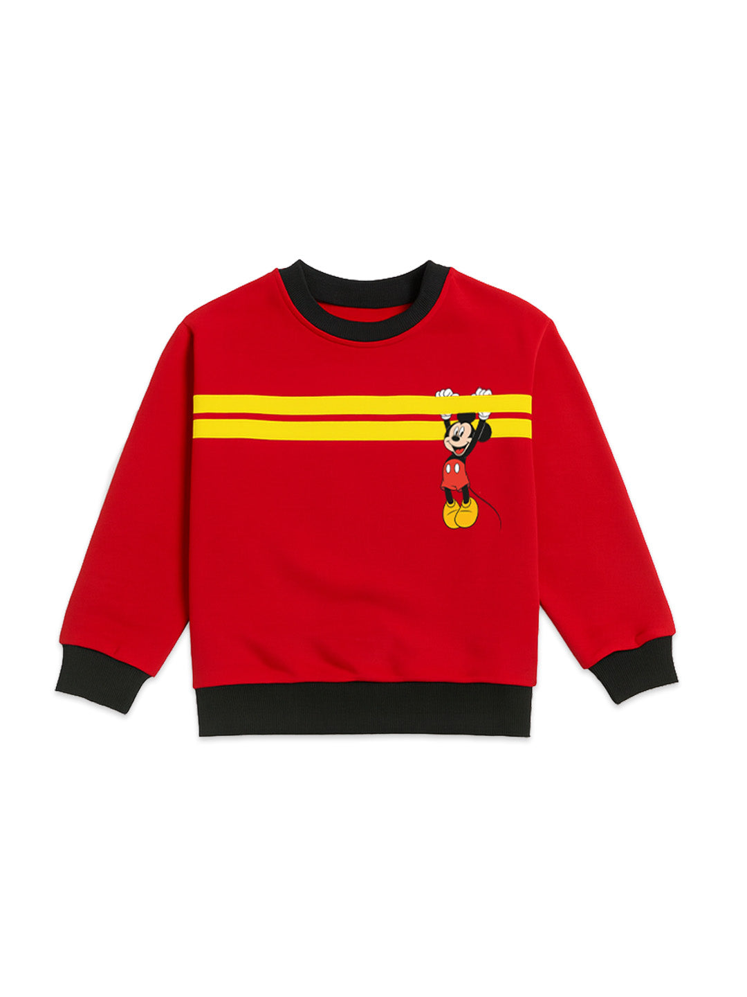 Nautinati Red & Black Mickey Mouse Print Sweatshirt Set for Boys