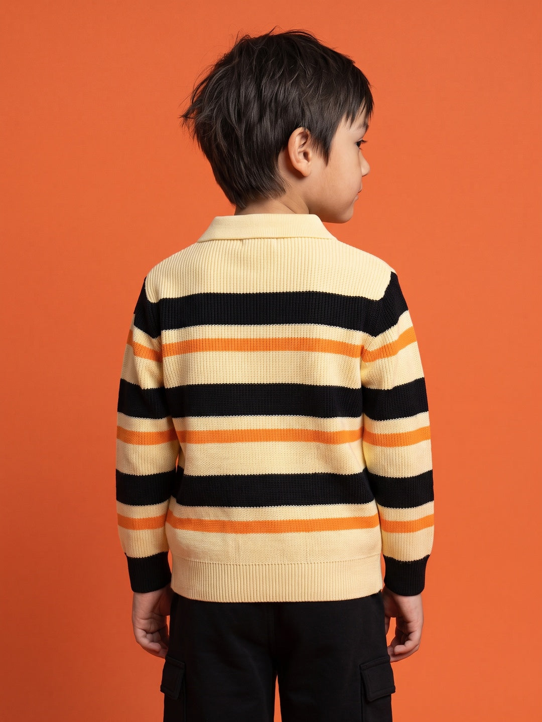 Nautinati Boys Relaxed Fit Striped Collar Sweater, Age  2-10 Years