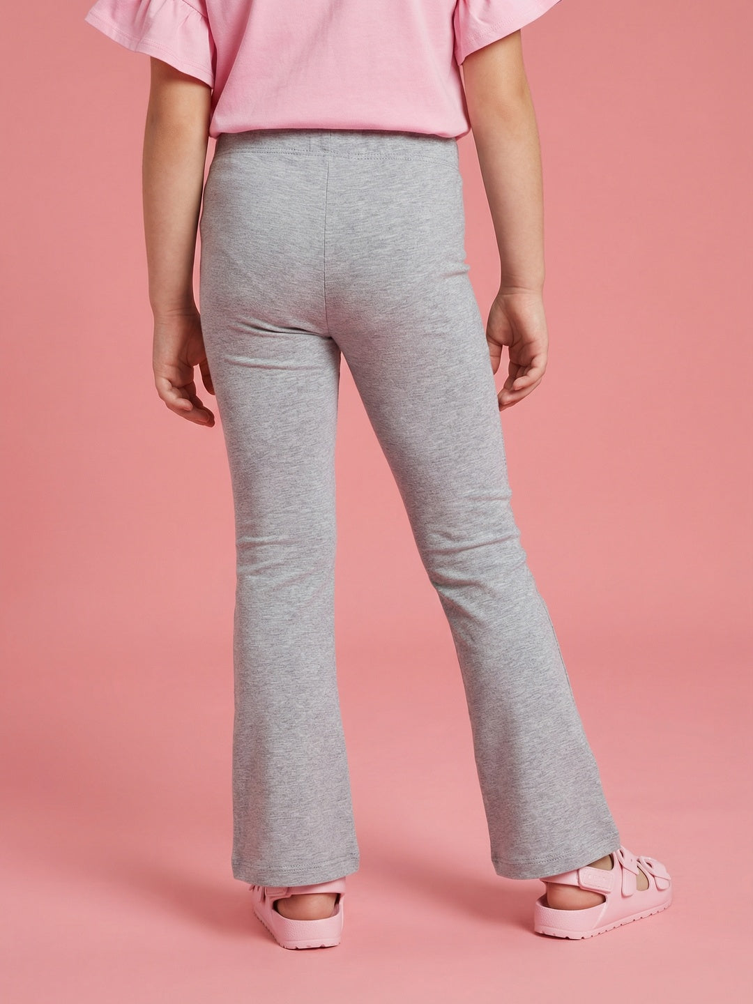 Nautinati Girls' 100% Cotton Pack of 2 Flared Fit Solid Essentials Leggings