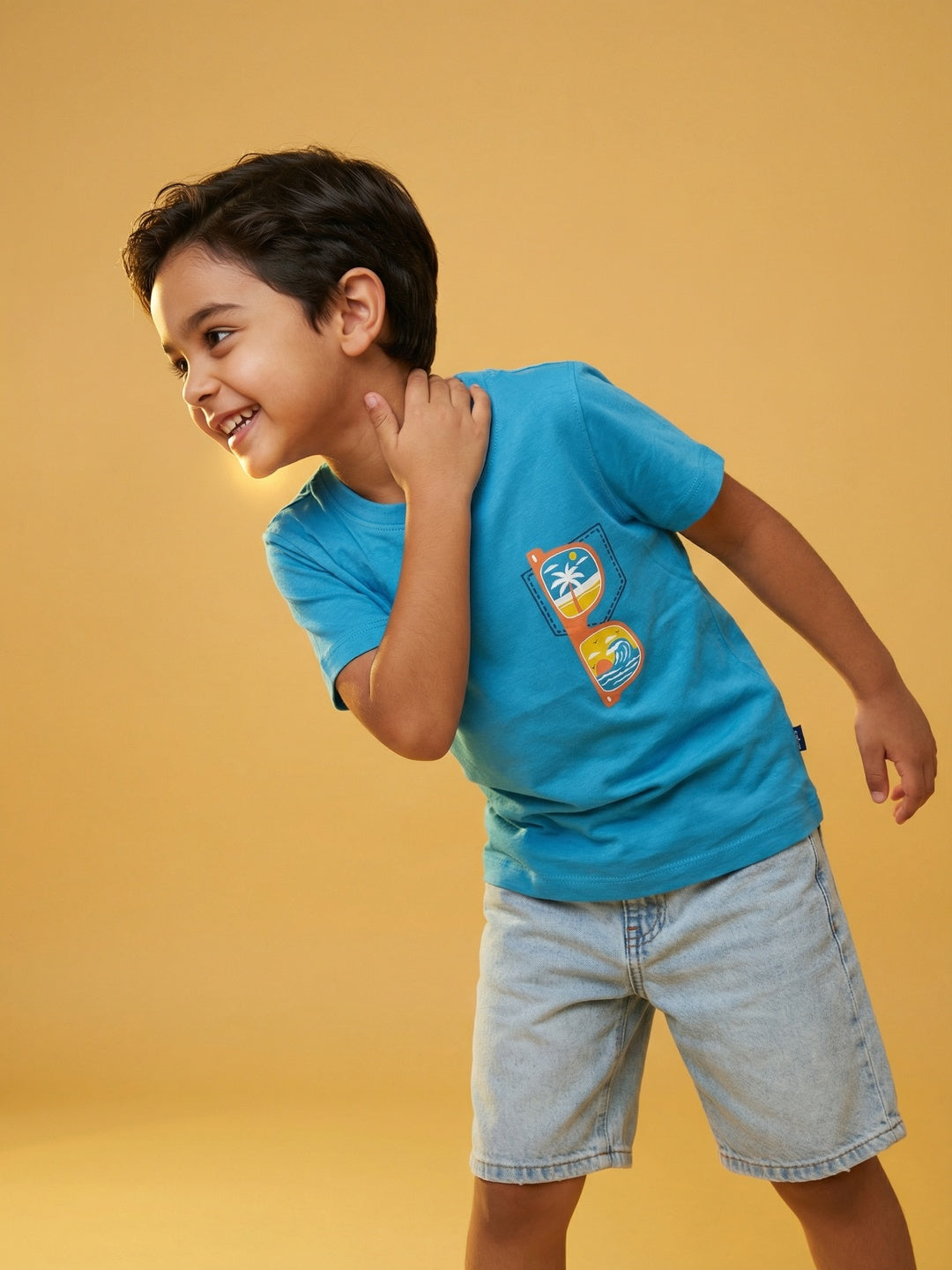 Nautinati Boys' 100% Cotton Pack of 3 Summer Graphic & All-over Print Crew Neck T-shirts