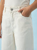 Nautinati  Girls' 100% Cotton White Overdyed Wide-leg Essentials Jeans