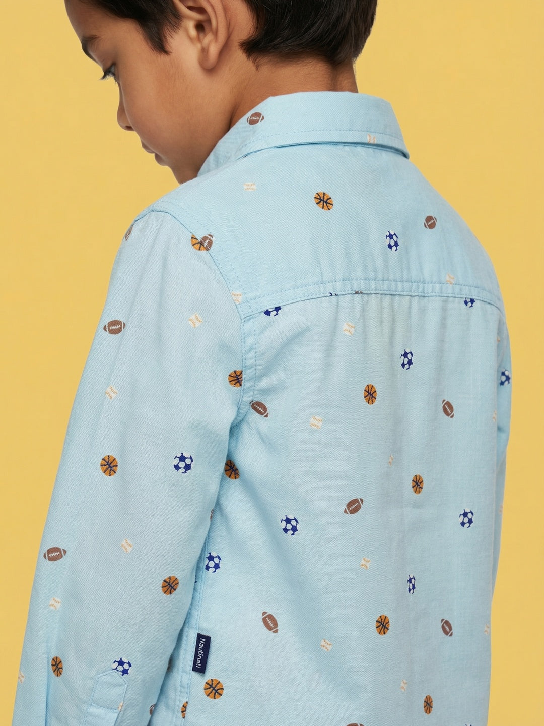 Nautinati Boys' Cotton Linen Blend Football All-over Print Formal Party Shirt