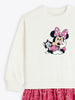 Nautinati White and Pink Minnie Mouse Print Sweatshirt Dress for Girls